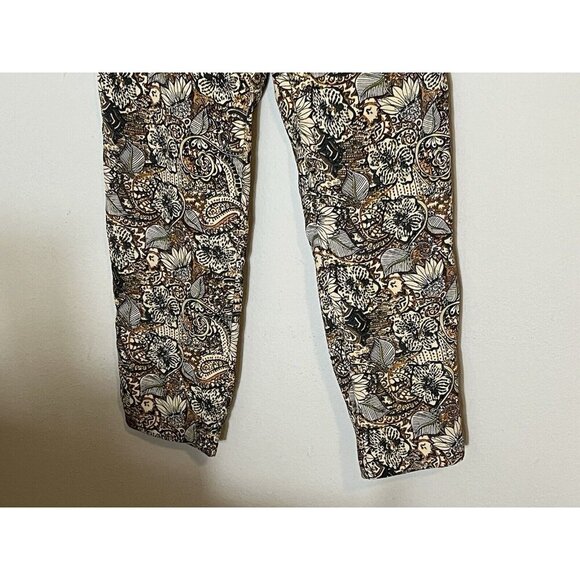 Zara High Waist Floral Casual Trousers With Velvet Stripe Size Small - Picture 3 of 13